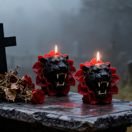 3D Black Panther with Flowers Silicone Candle Mold