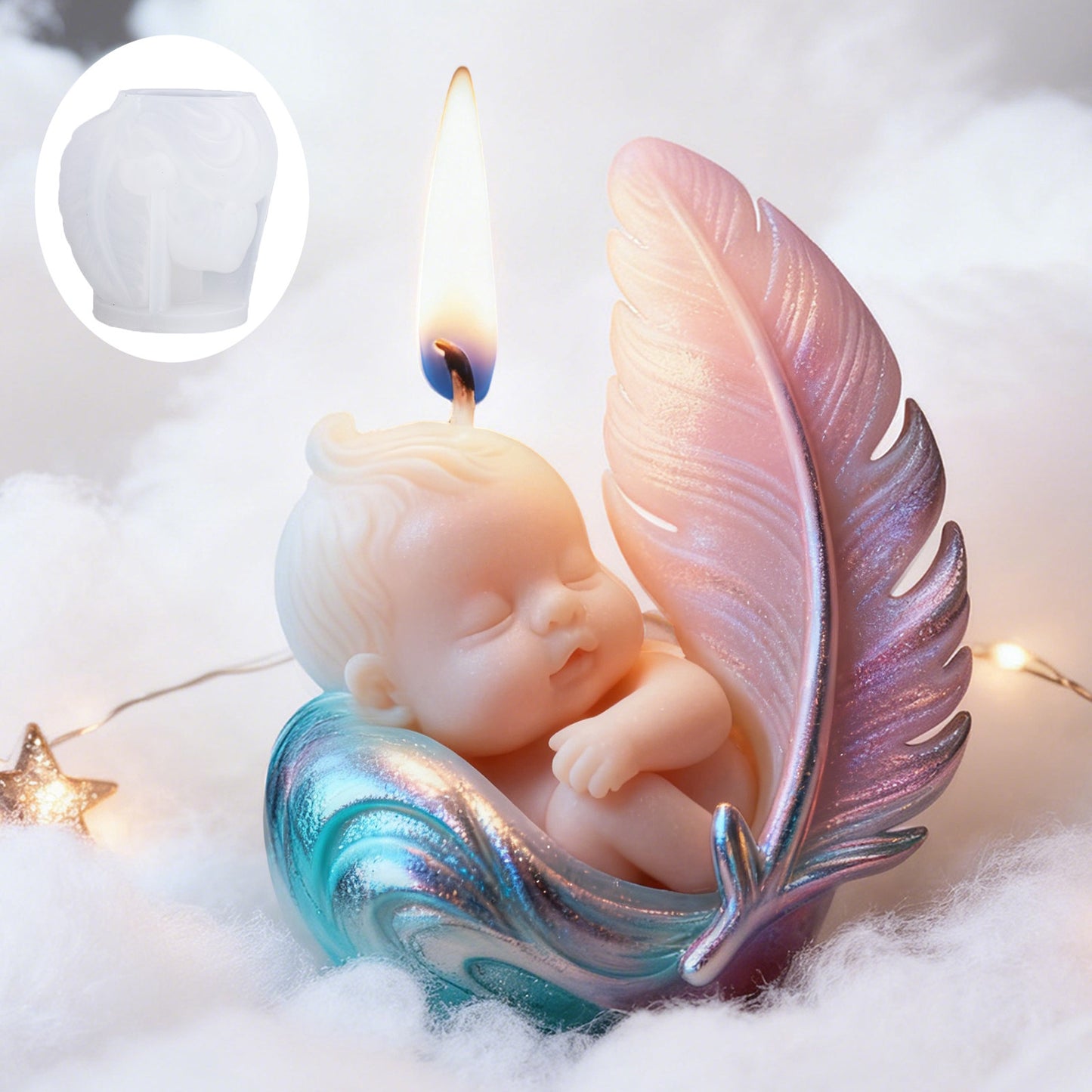 Feather Cradle Baby Candle Silicone Mold