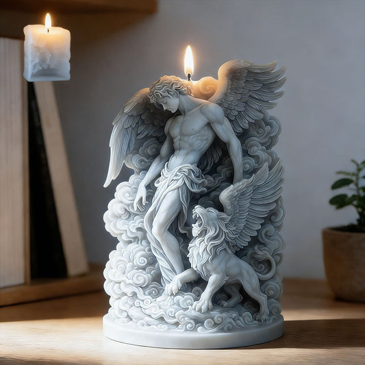 3D Relief Winged Lion Angel Candle Silicone Mold