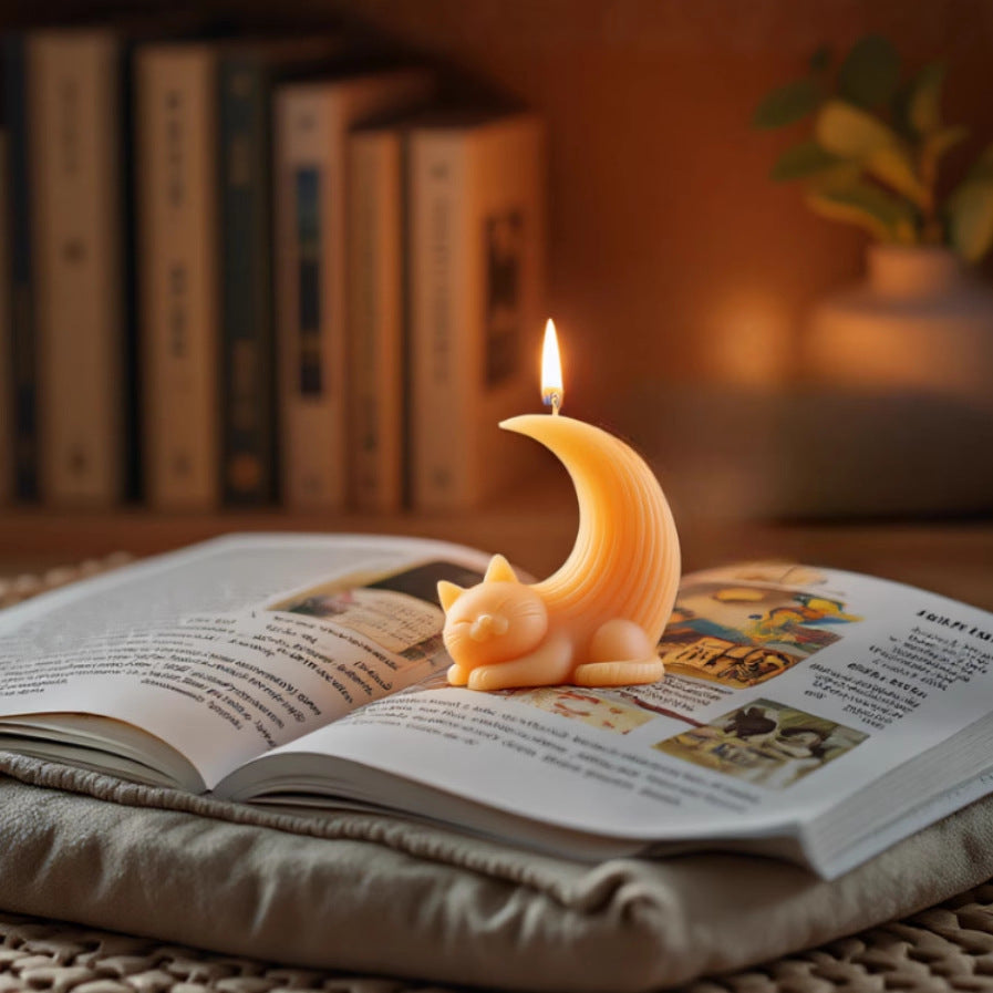 Cat on Moon Scented Candle Silicone Mold