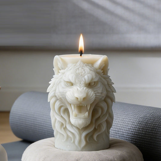 3D Relief Lion Head Scented Candle Silicone Mold