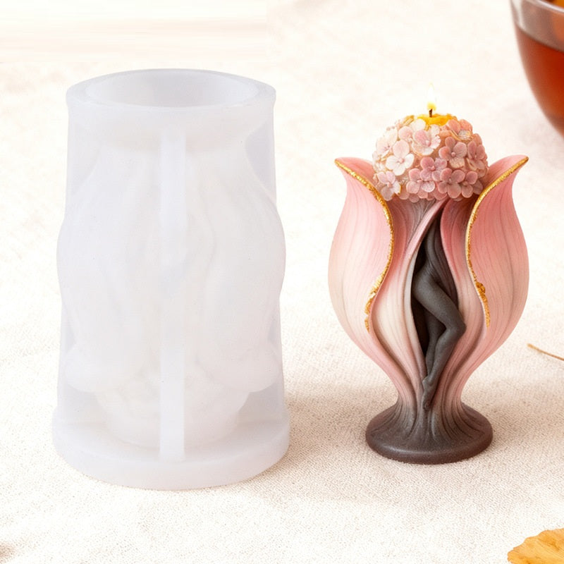 3D Floral Female Body Scented Candle Mold