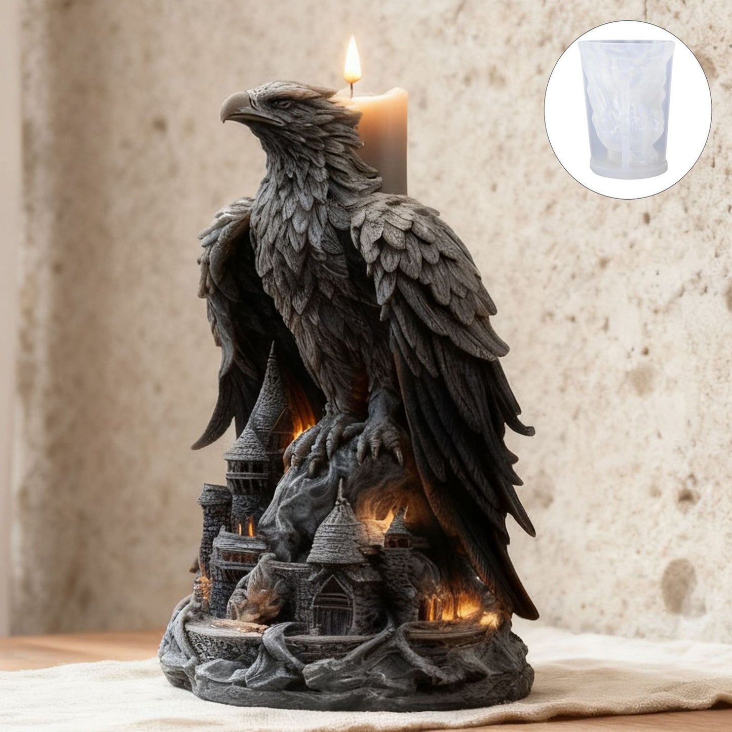 3D Eagle and Castle Silicone Scented Candle Mold