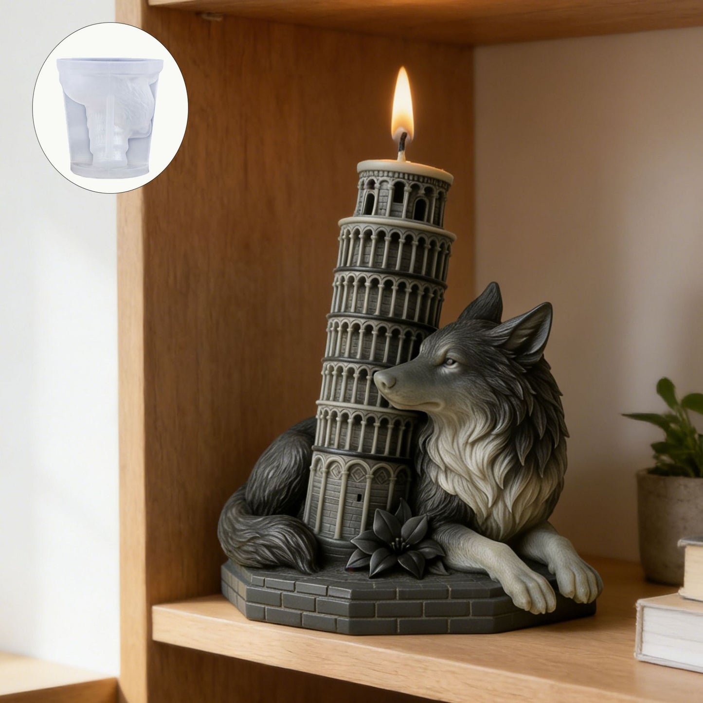 Wolf & Leaning Tower of Pisa Candle Silicone Mold