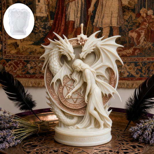 3D Elf and Twin Dragons Silicone Candle Mold