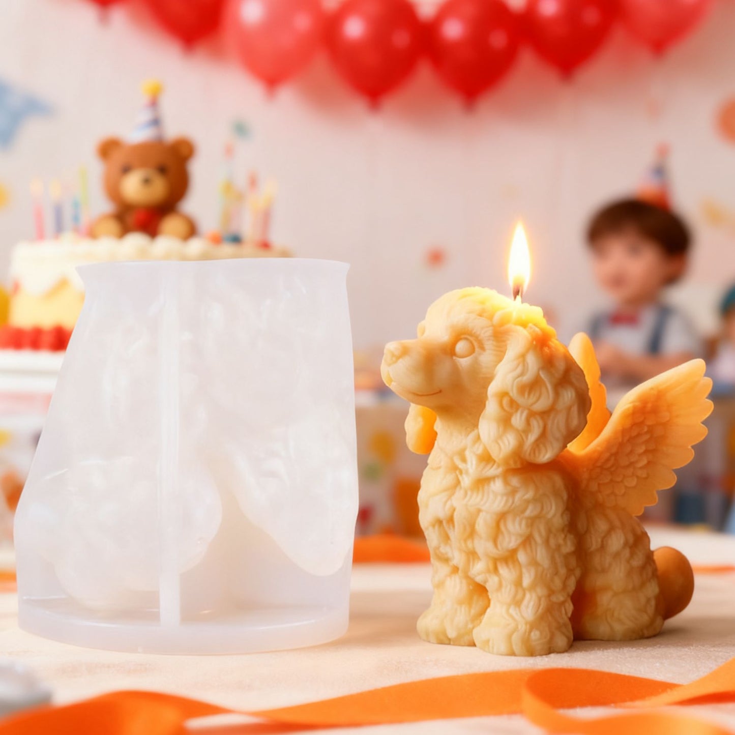 3D Cute Angel Puppy Silicone Candle Mold for Kids' Birthday Party