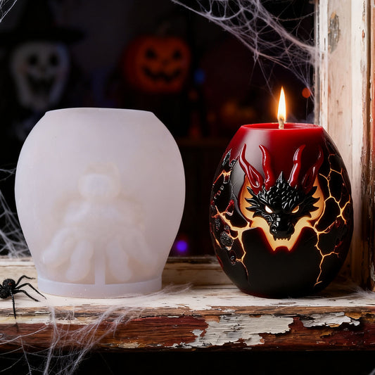 3D Dragon Egg Silicone Candle Mold with Relief Carving