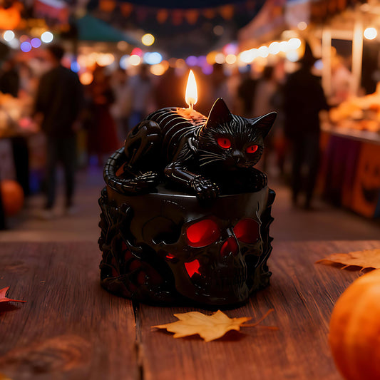 Halloween Spooky Black Cat Skull Silicone Candle Mold