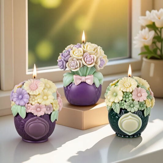 Dreamy Flower Basket Scented Candle Silicone Mold