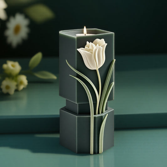 Geometric Tulip Scented Candle Silicone Mold