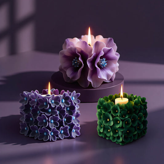 Square Hydrangea Scented Candle Silicone Mold