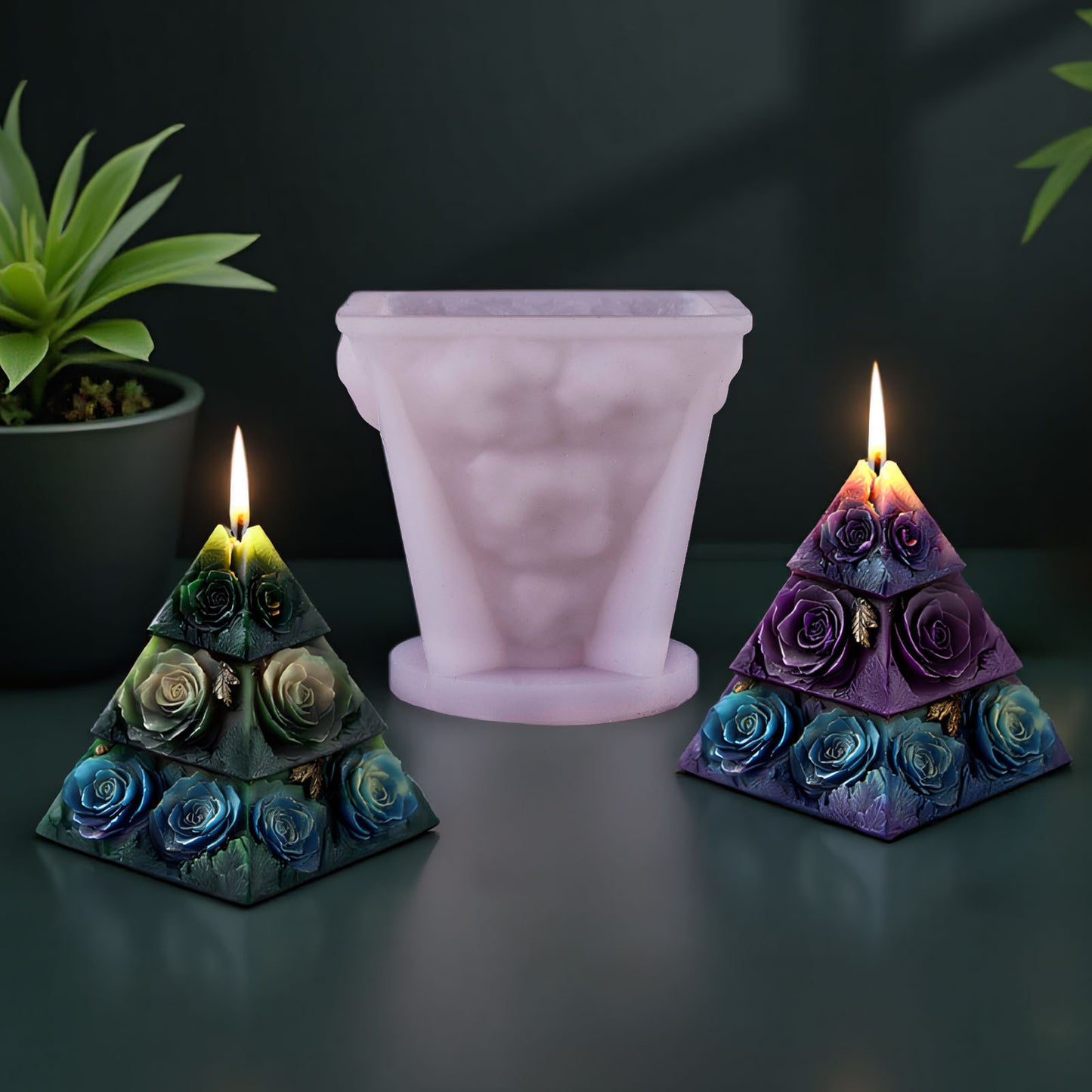 Rose Pyramid Scented Candle Silicone Mold
