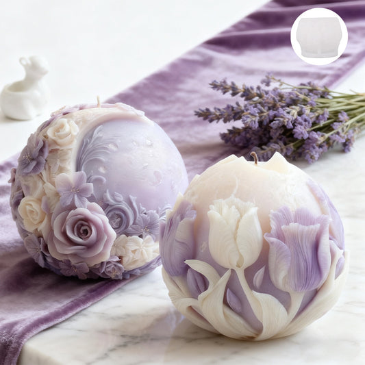 Spherical Moon & Floral Scented Candle Silicone Mold