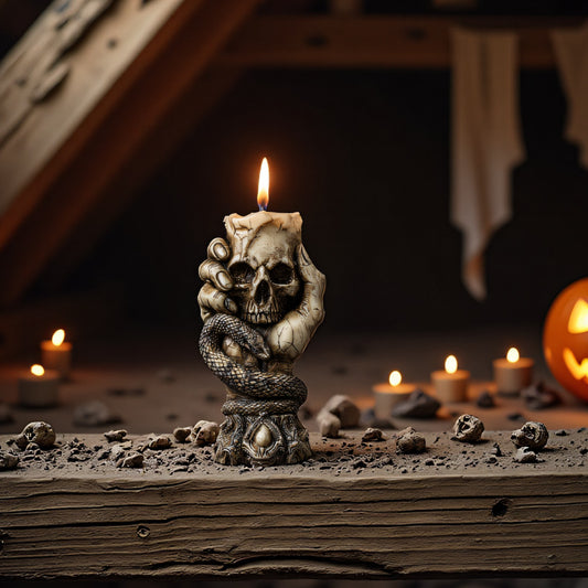 Skeleton Hand Holding Skull Silicone Candle Mold