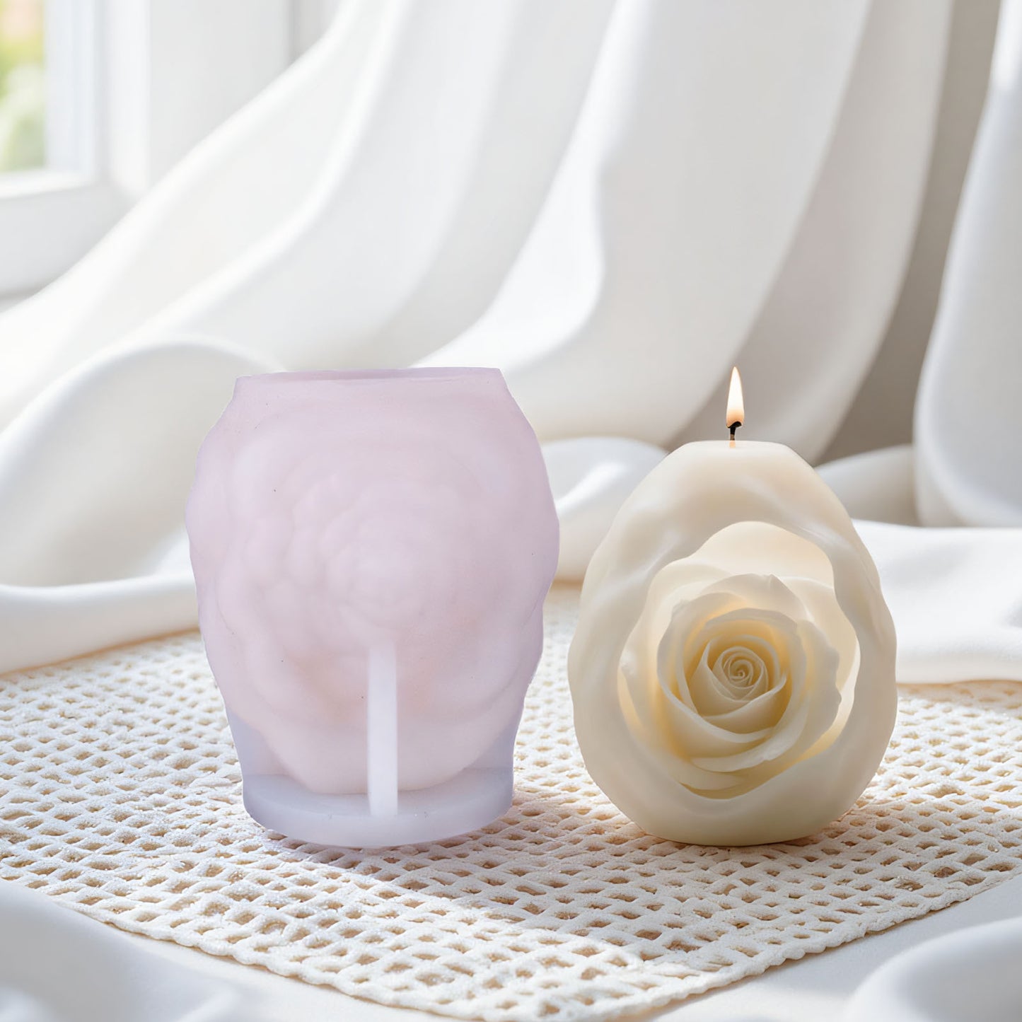 3D Rose Flower Ball Silicone Candle Mold