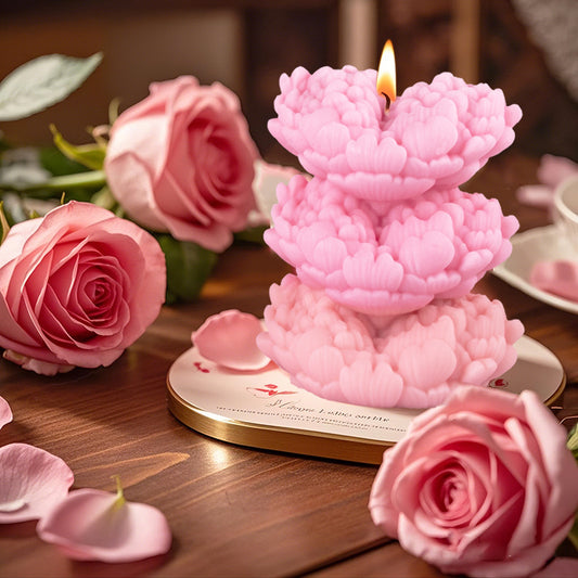 3D Rose Floral Heart Silicone Candle Mold