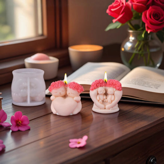 Valentine's Day Rose Bear Scented Candle Silicone Mold