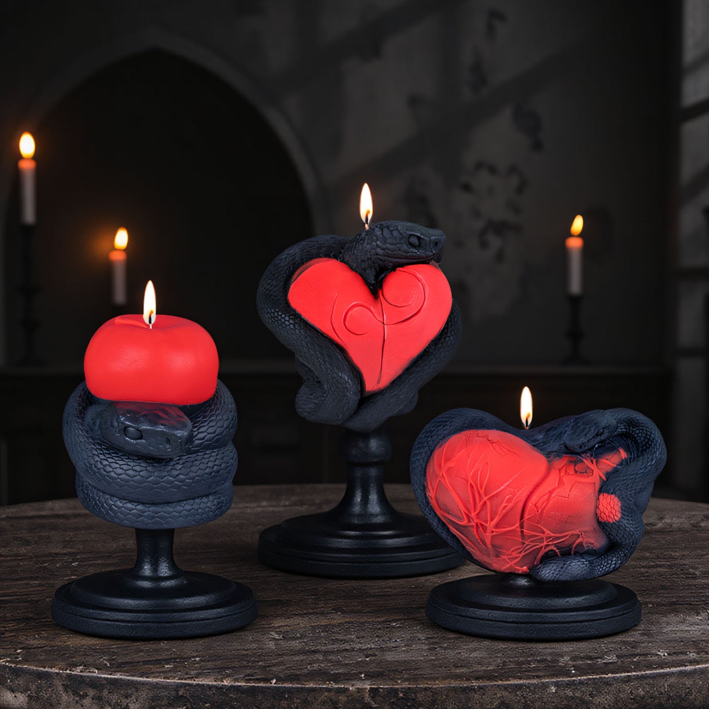3D Heart with Snake Silicone Candle Mold