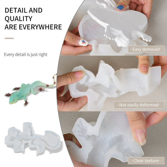 Realistic 3D Lizard Silicone Mold for Epoxy Resin & Plaster