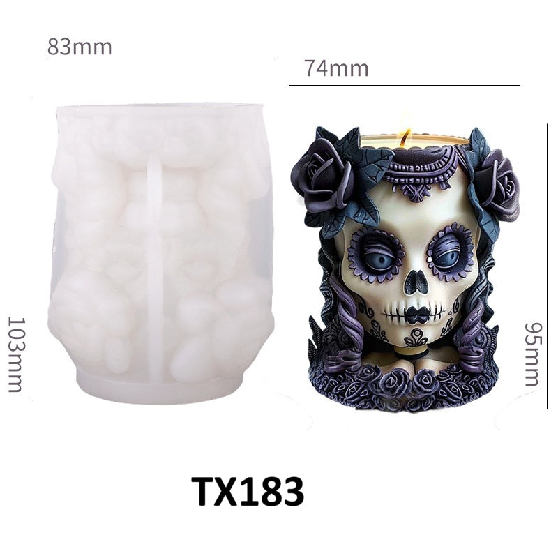 Halloween 3D Skull Silicone Candle Mold