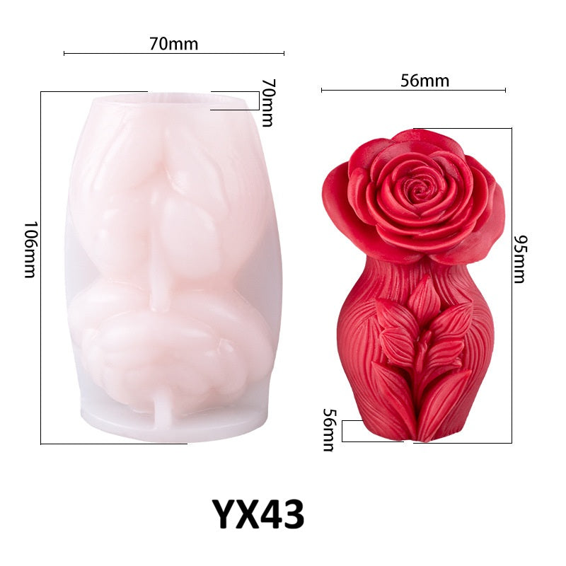 Valentine's Day 3D Rose Art Silicone Candle Mold