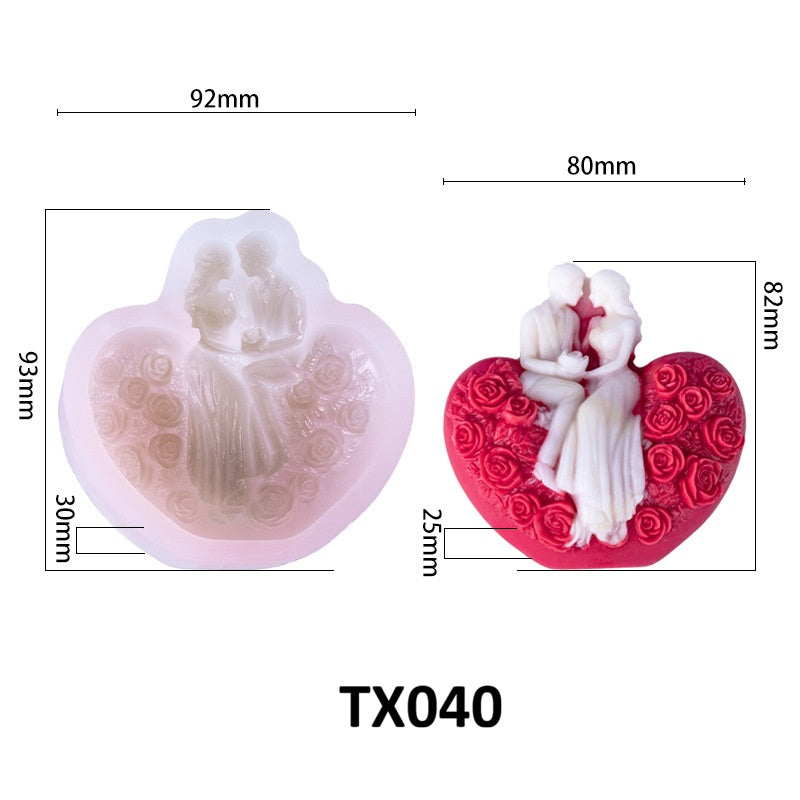 Heart-Shaped Wedding Scented Candle Silicone Mold