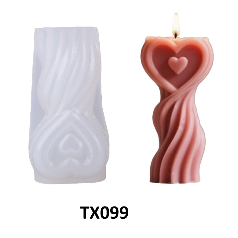 3D Heart-Shaped Silicone Scented Candle Mold