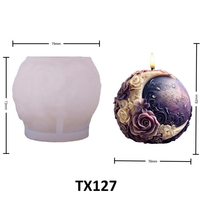 Spherical Moon & Floral Scented Candle Silicone Mold