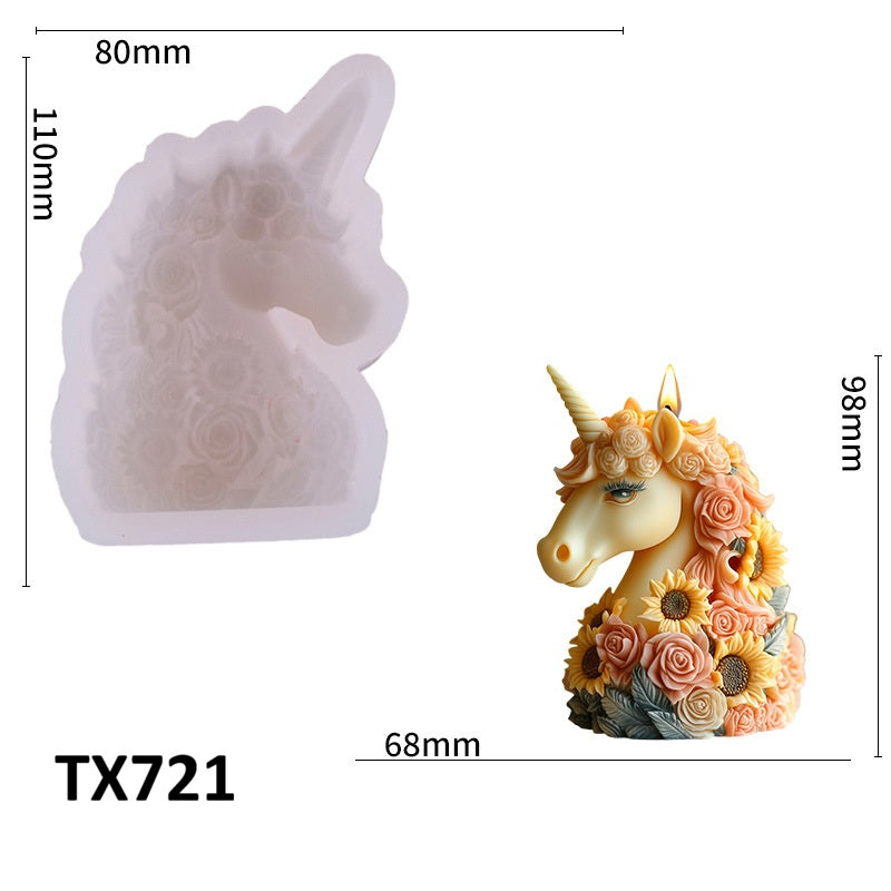 Floral Unicorn Scented Candle Silicone Mold