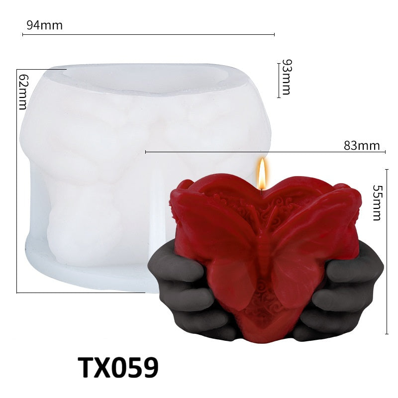 Gesture Heart-in-Hands Silicone Mold for Romantic Candle Making