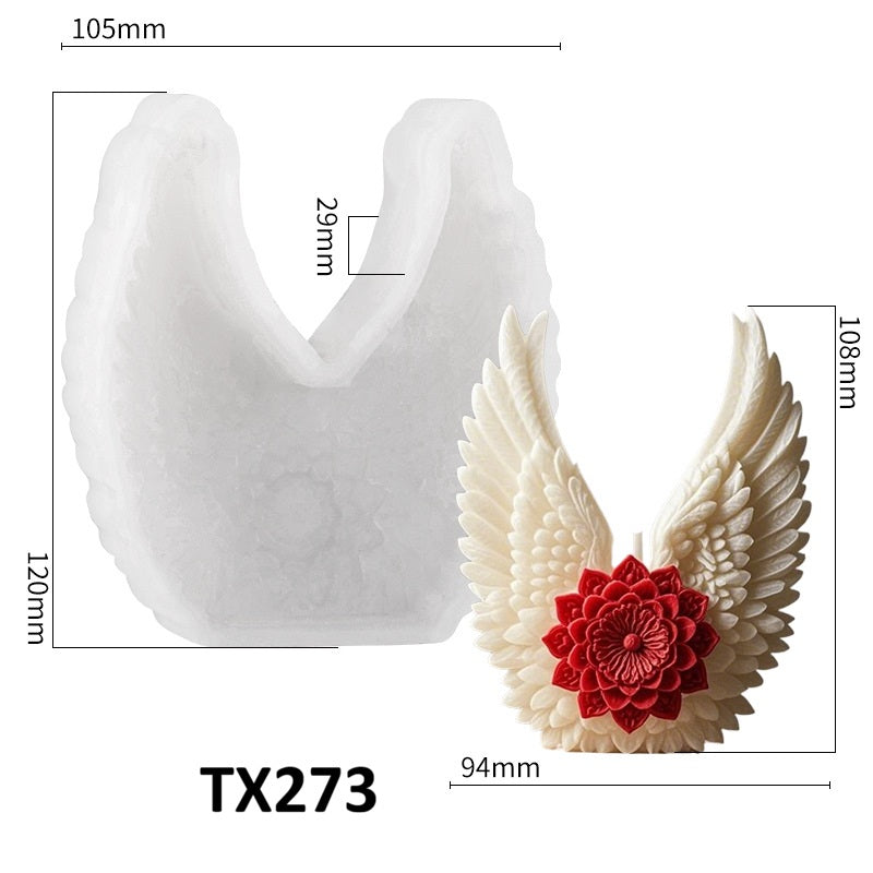 3D Angel Wings & Flower Silicone Candle Mold