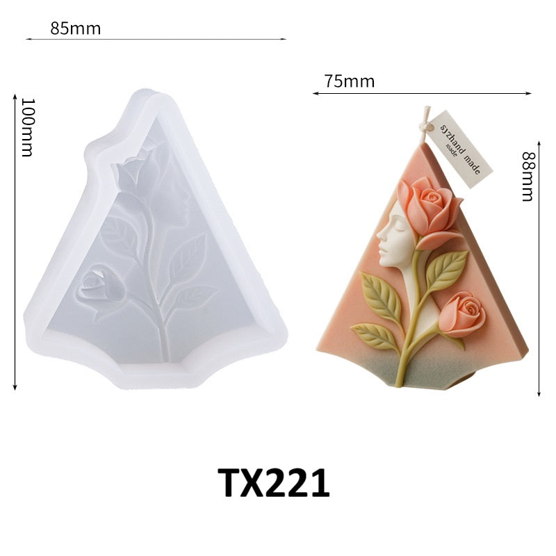 3D Human Face in Lotus Flower Silicone Candle Mold