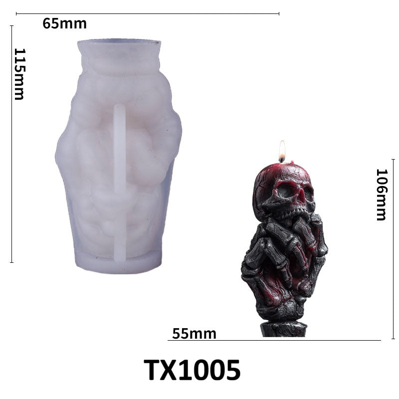 Halloween 3D Skull Hand Silicone Candle Mold