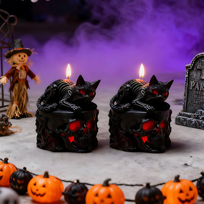 Halloween Spooky Black Cat Skull Silicone Candle Mold