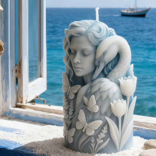 3D Oriental Beauty & Crane Scented Candle Silicone Mold