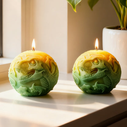 3D Sphere Dinosaur Relief Silicone Candle Mold