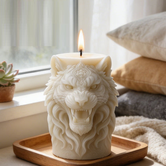 3D Relief Lion Head Scented Candle Silicone Mold