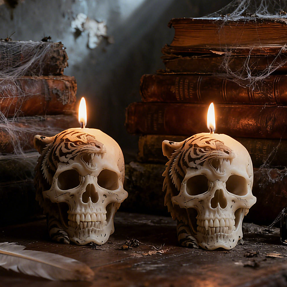 3D Tiger Skull Silicone Candle Mold
