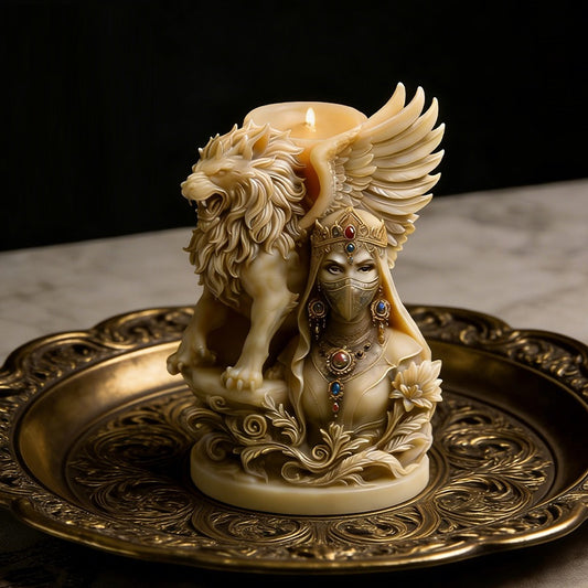 3D Veiled Goddess with Lion Wings Silicone Candle Mold