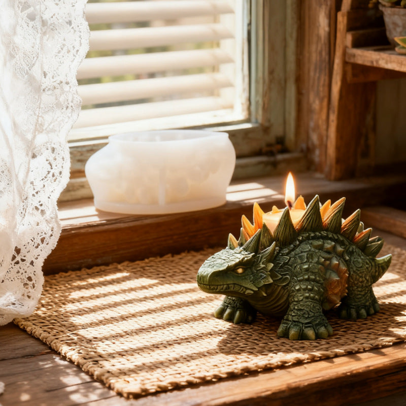 3D Armored Dinosaur Sculpture Candle Mold