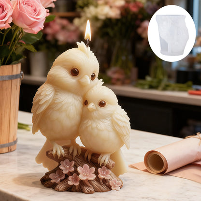 Lovebirds & Cherry Blossoms Candle Silicone Mold