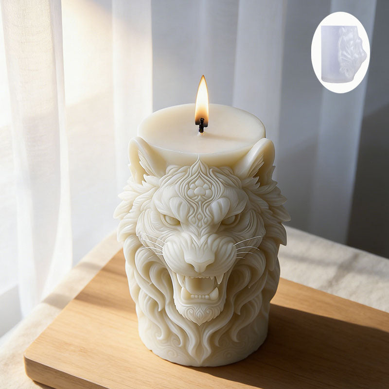 3D Relief Lion Head Scented Candle Silicone Mold