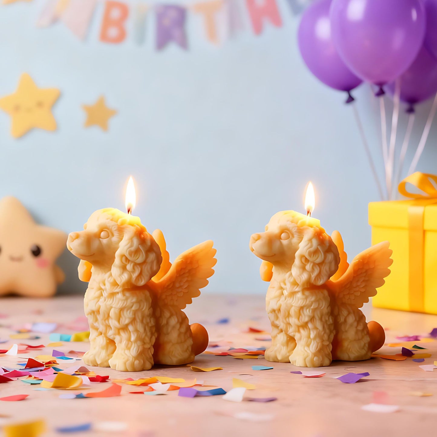 3D Cute Angel Puppy Silicone Candle Mold for Kids' Birthday Party