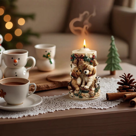 Puppy with Bell Scented Candle Silicone Mold