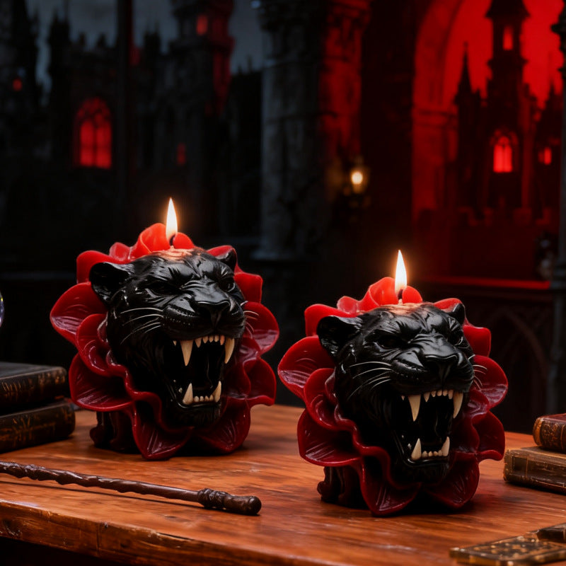 3D Black Panther with Flowers Silicone Candle Mold