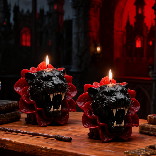 3D Black Panther with Flowers Silicone Candle Mold