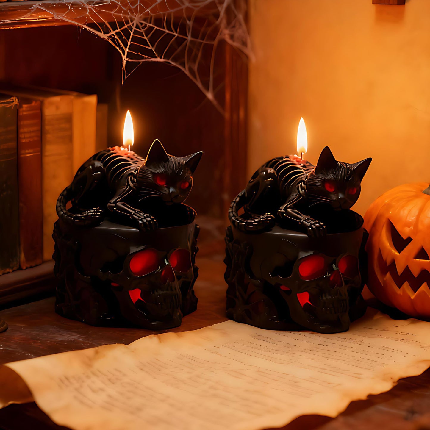 Halloween Spooky Black Cat Skull Silicone Candle Mold