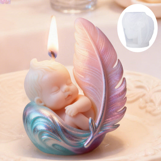Feather Cradle Baby Candle Silicone Mold