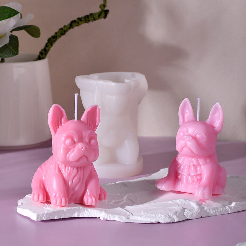 3D French Bulldog Silicone Candle Mold