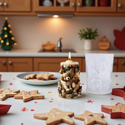 Puppy with Bell Scented Candle Silicone Mold